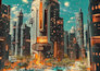 do a cyberpunk futuristic city